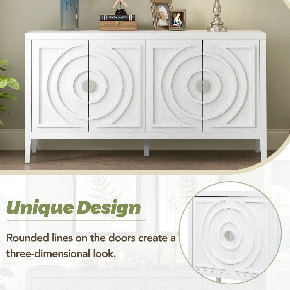 TATEUS 60" Rustic Entrance Furniture Retro Sideboard Living Room white