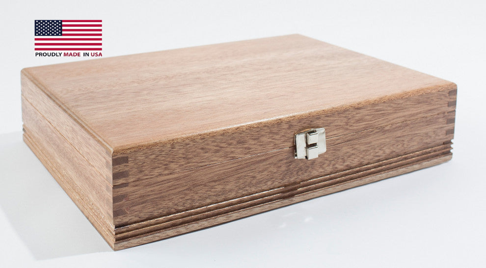 Rustic, Mahogany Stainless Flatware Chest, Divided Compartments, Made in USA