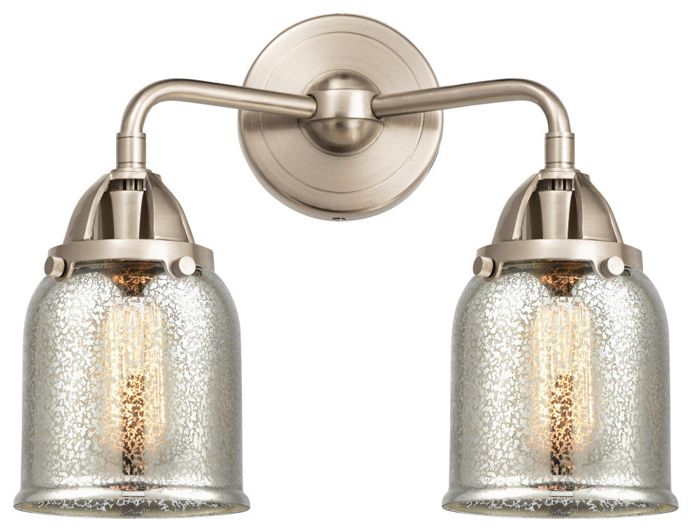 Small Bell Bath Vanity Light, Brushed Satin Nickel, Silver Plated Mercury