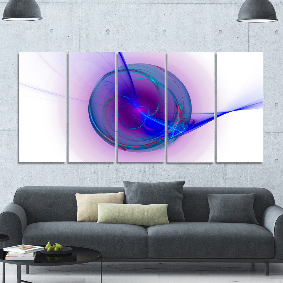 Abstract Blue Fractal Design, Abstract Canvas Art Print, 60"x28", 5 Panels