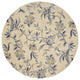 5' Round Wool Ivory or Blue Area Rug