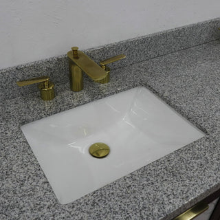 61" Double Sink Vanity, Black Finish With Gray Granite And Rectangle Sink
