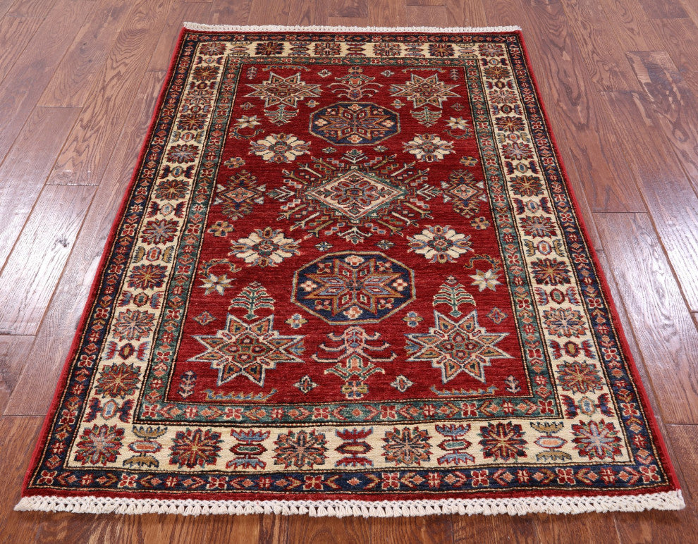 Super Kazak Hand-Knotted Wool Rug 3' 5" X 4' 10" - Q12951