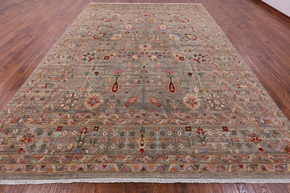10' 1" X 14' 4" Handmade Persian Tabriz Wool Rug Q9952