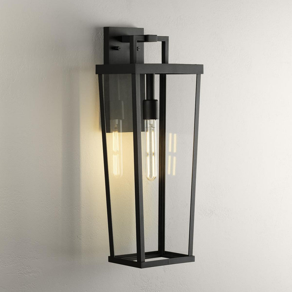 Tryon One-Light Black New Traditional Outdoor Wall Lantern, 9.5x7x24"