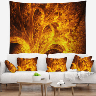 Magical Yellow Psychedelic Tree Abstract Wall Tapestry, 60"x50"