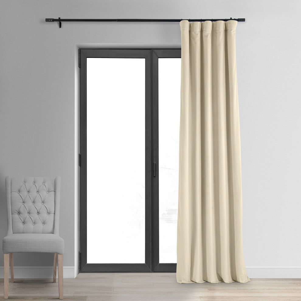 Signature Ecru Blackout Velvet Curtain Single Panel, 50"x96"