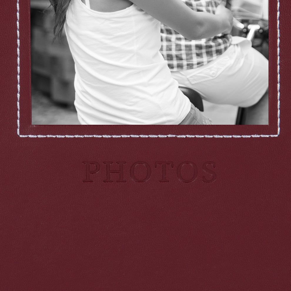 Debossed Faux Leather Photo Album Red, 300 Photos