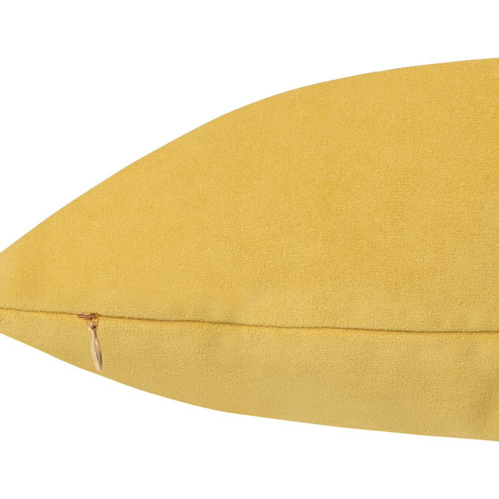 Delara Set of 1 Velvet 20x20" Cover, Mustard Yellow, Pillow Cover Only