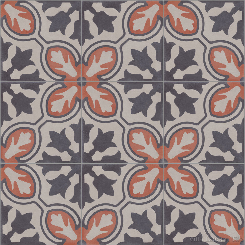 8"x8" Lisbon Handcrafted Cement Tiles, Set of 16
