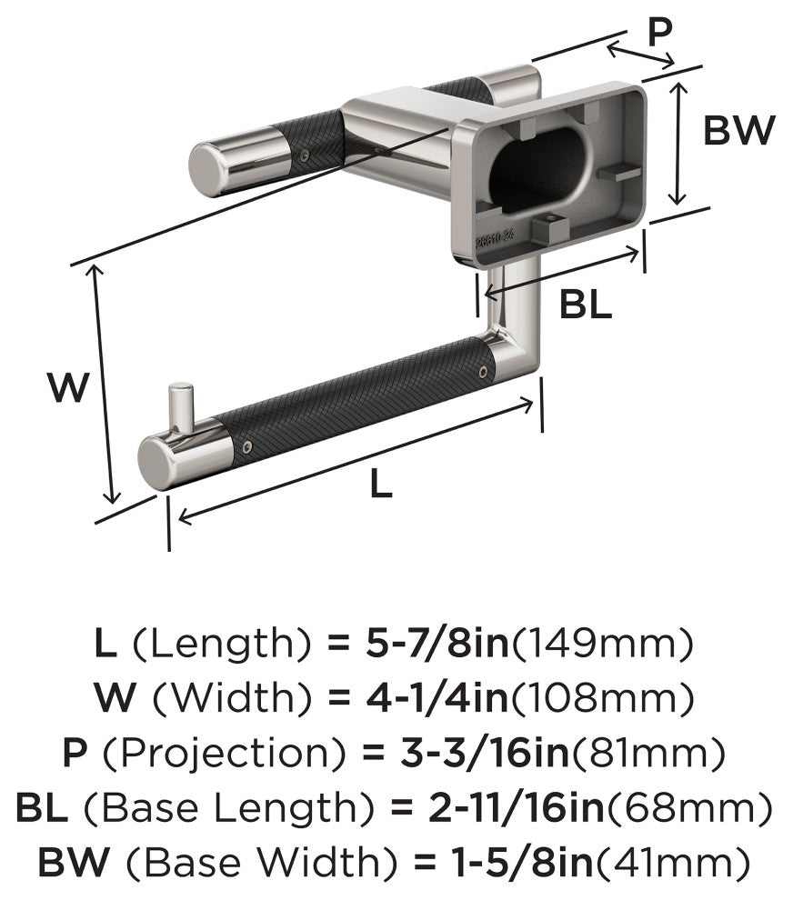 Amerock Esquire Contemporary Single Post Toilet Paper Holder, Polished Nickel/Bl
