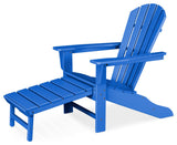 Polywood Palm Coast Ultimate Adirondack with Hideaway Ottoman, Pacific Blue