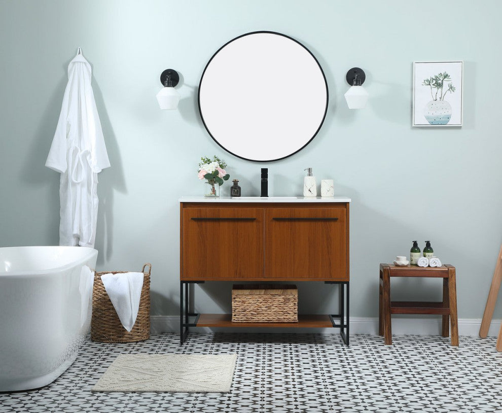 Sue 40" Single Bathroom Vanity, Teak