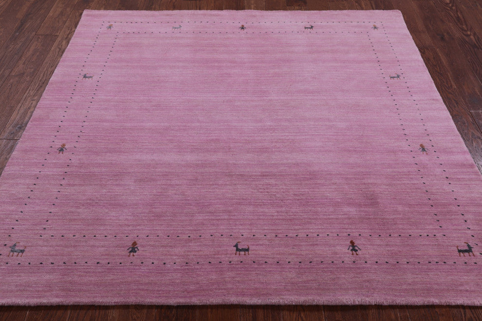 6' Square Persian Gabbeh Handmade Wool Rug - Q15305