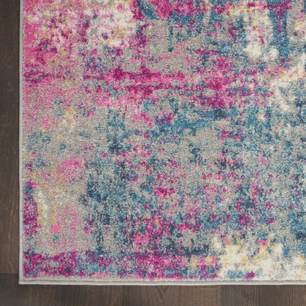8" x 10" Ivory and Multi Abstract Area Rug