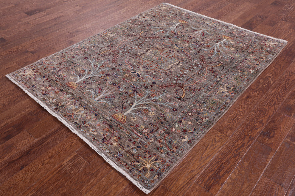 5' 0" X 6' 7" Hand Knotted Persian Tabriz Wool Rug Q10018