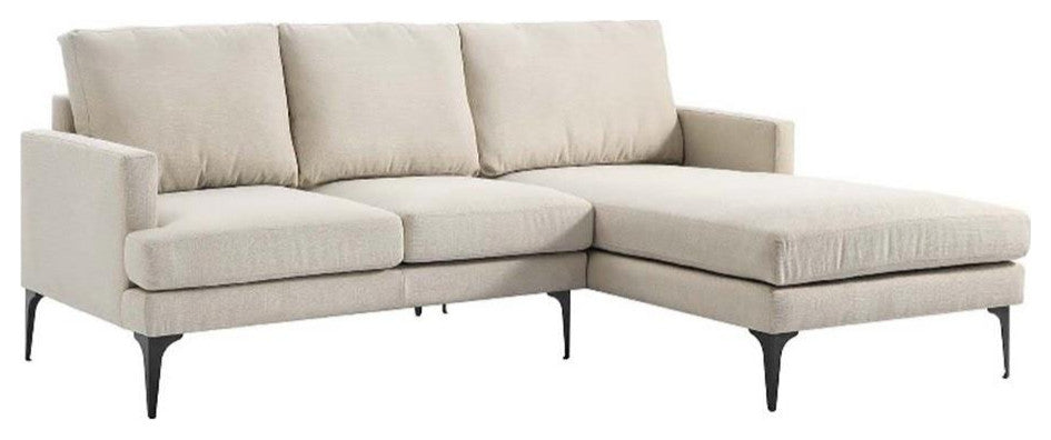 Modway Evermore Right-Facing Metal and Upholstered Fabric Sectional Sofa - Beige