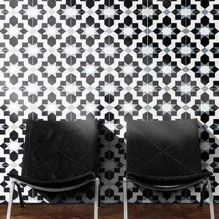 8"x8" Affos Handmade Cement Tile, Gray/Black, Set of 12