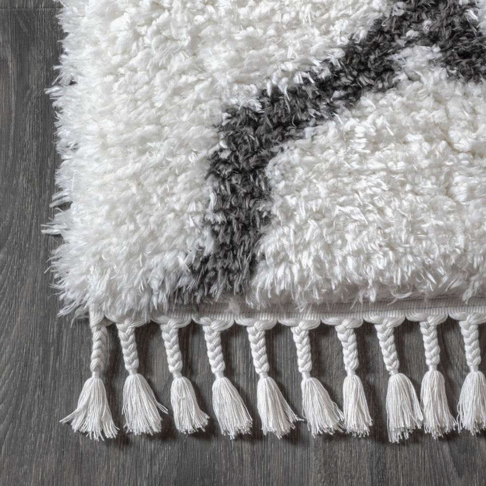 Marrakesh Shag Trellis with Tassels Area Rug, 3 X 5