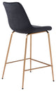 Counter Stool Chair, Steel Metal, Fabric, Black, Gold, Bar Kitchen Cafe Bistro