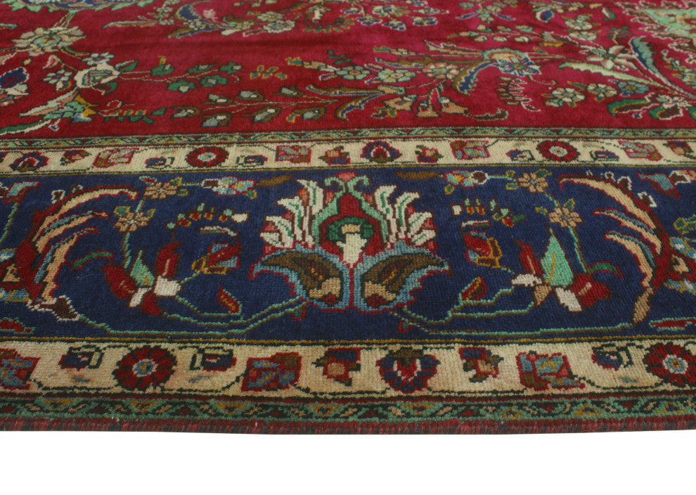 Fine Vintage Distressed Francely Magenta/Navy Rug, 9'9x13'0