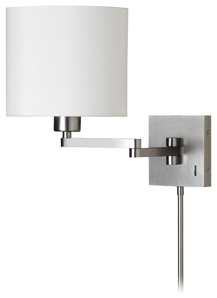 Arthur Cast Metal Double-Arm Wall Lamp, Satin Chrome