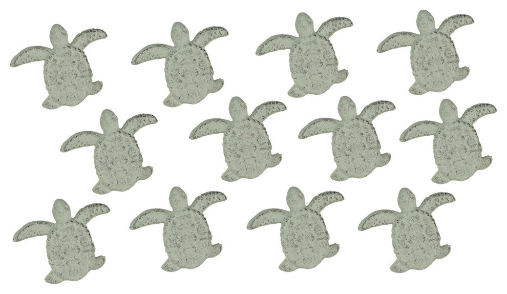 Cast Iron Sea Turtle Handle Drawer Pull Cabinet Knob Beach Decor Set of 12 Whit