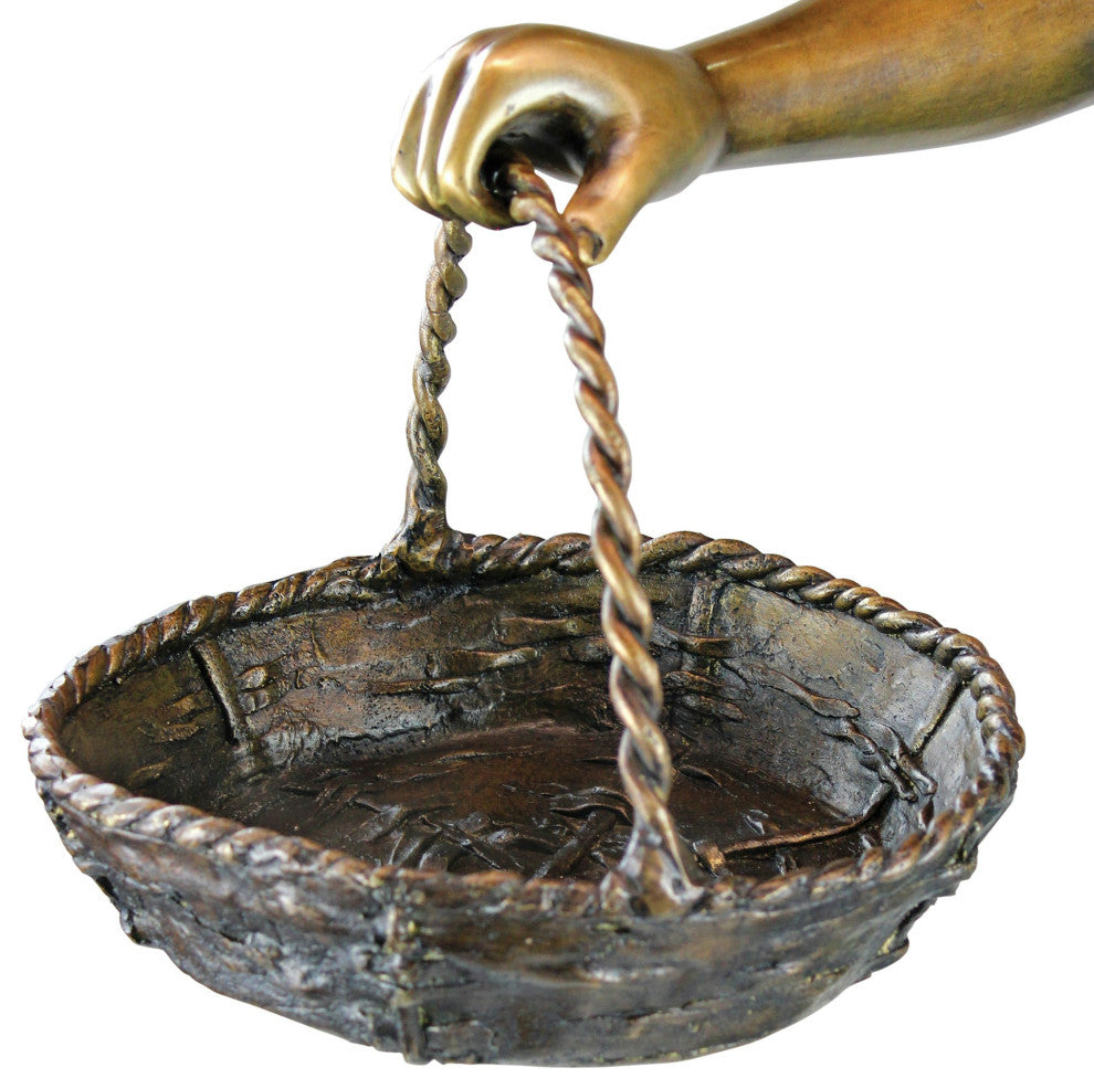 Skipping Flower Girl With Basket Bronze