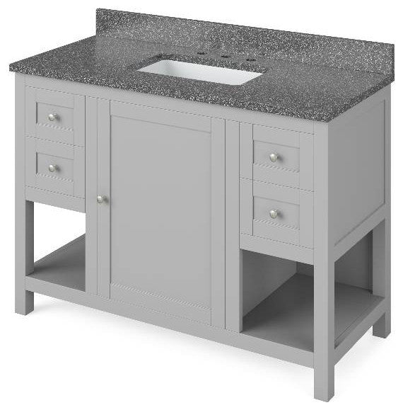 Astoria Transitional 48" Grey Vanity, Boulder Cultured Marble Vanity Top