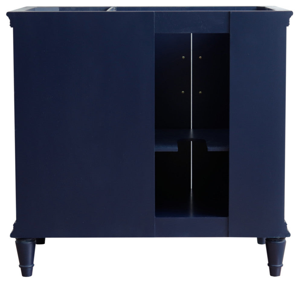 37" Single Vanity, Blue Finish With Gray Granite