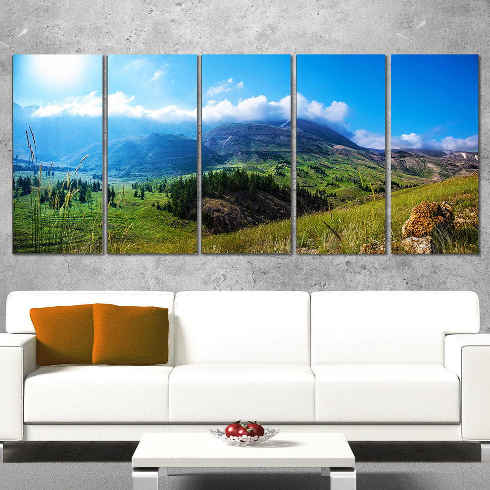 Mountain Landscape Panorama, Landscape Canvas Art Print, 60"x28", 5 Panels