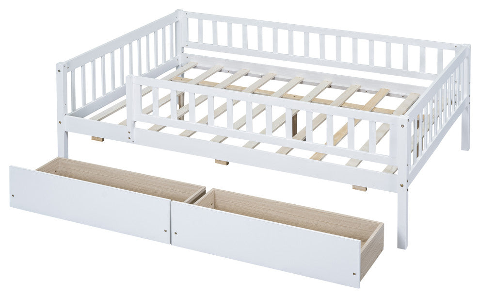 Gewnee Wood Full Size Daybed  with Two Drawers in White