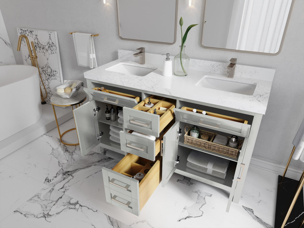 Cambridge 60 Double Bathroom Vanity in Coventry Gray 2" Piatra Gray