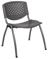 Hercules Series Capacity Plastic Stack Chair With Titanium Frame, Gray