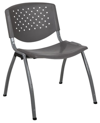Hercules Series Capacity Plastic Stack Chair With Titanium Frame, Gray