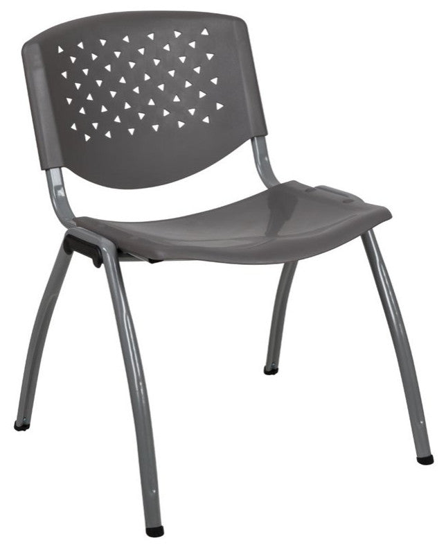 Hercules Series Capacity Plastic Stack Chair With Titanium Frame, Gray
