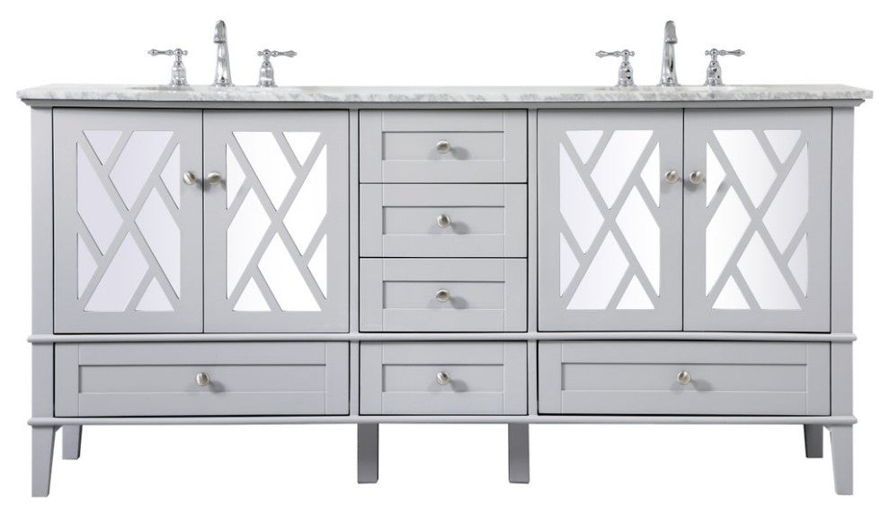 Elegant VF30272DGR 72"Double Bathroom Vanity Set, Gray