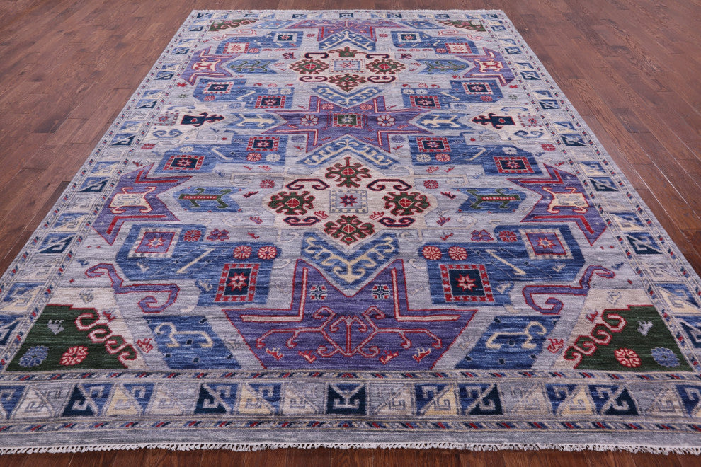 9' 2" X 12' 3" Kazak Handmade Wool Rug - Q13270