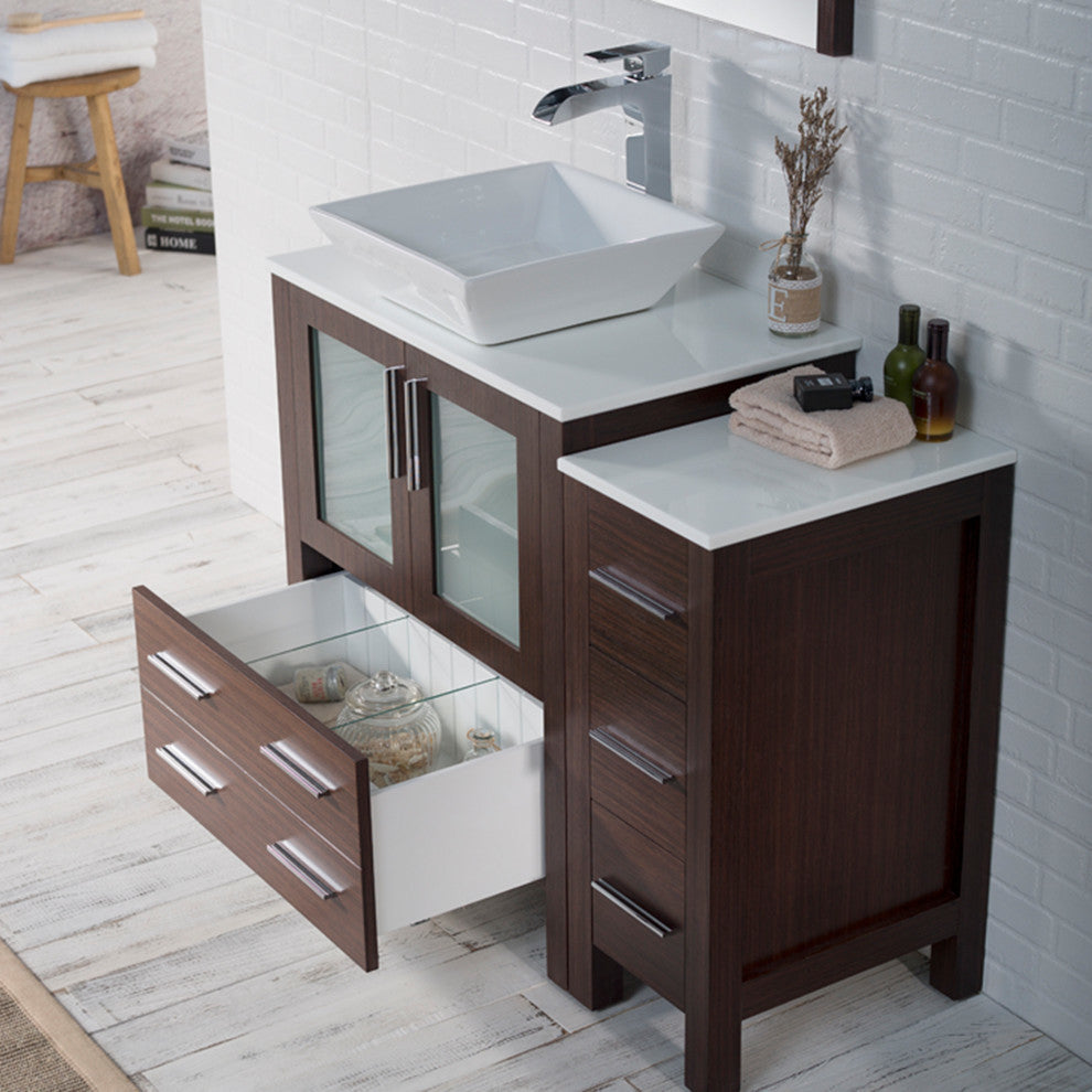 Sydney 42" Vanity Set With Vessel Sink and Side Cabinet