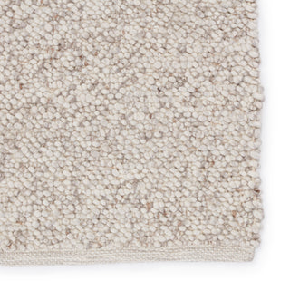 Hadren Handmade Solid Gray and Brown Area Rug, White and Light Gray, 8'x10'