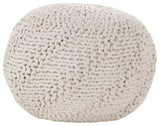 GDF Studio Haley Indoor/Outdoor Fabric Hand Knit Pouf, Ivory