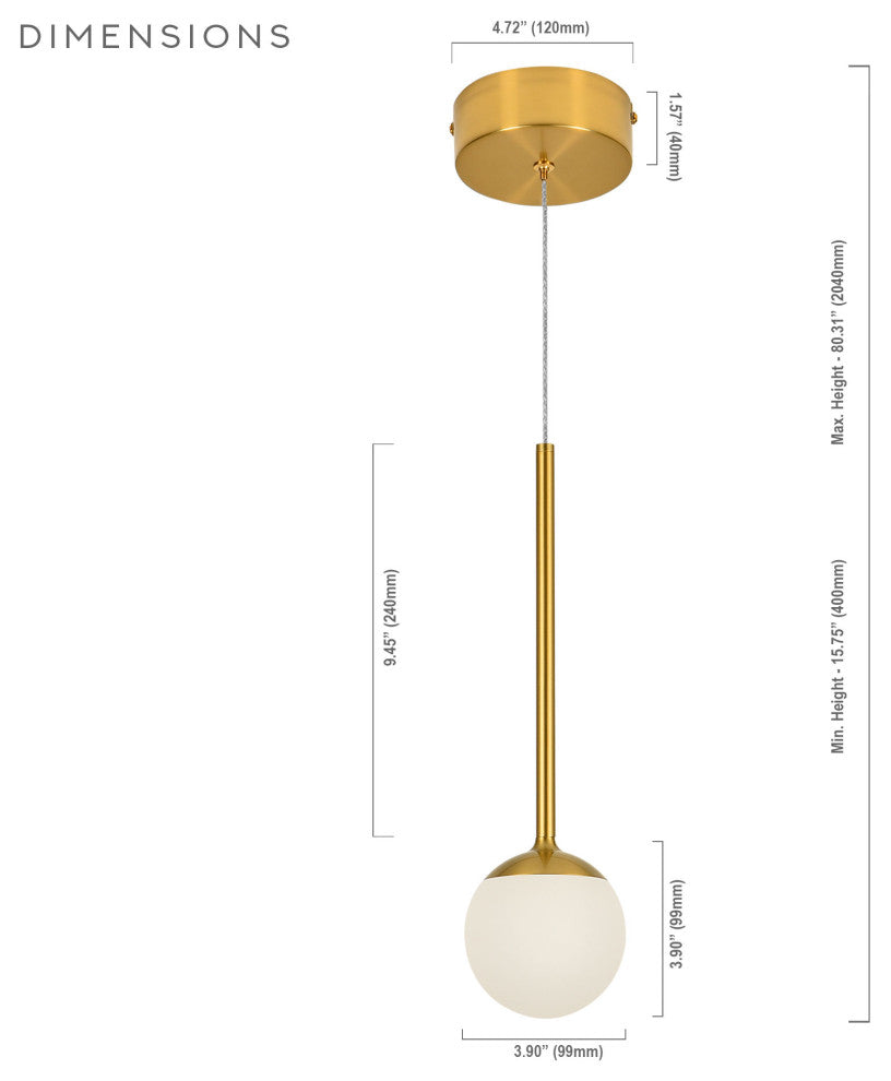 Capri 5" ETL Certified Integrated LED Height Adjustable Pendant, Antique Brass