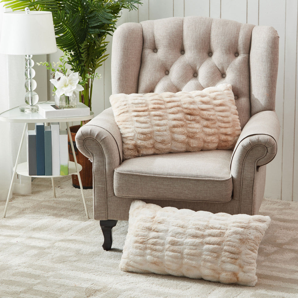 Shar Pei Faux Fur Pillow Shell Set, Fungi, 2 Piece Lumbar, 14"x26"