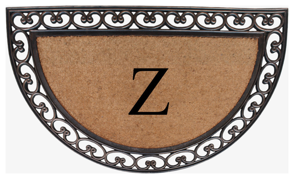A1HC Natural Coir Monogrammed Door Mat For Front Door, 30"x48", Z