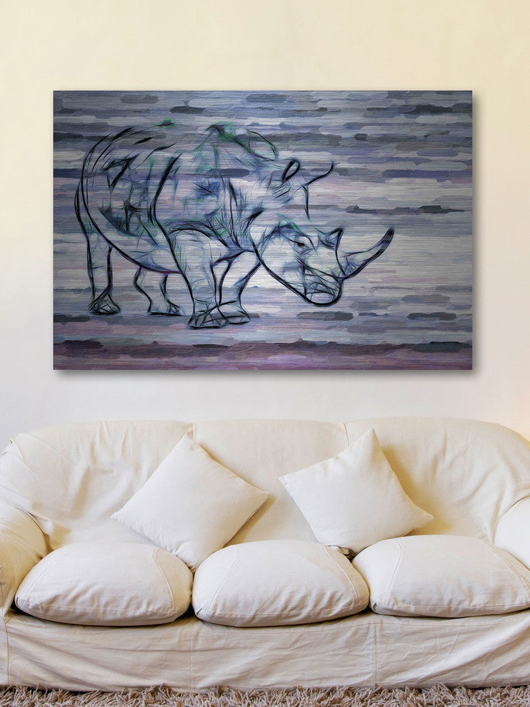 "Rhinoceros" UV Ink Print on Brushed  Aluminum, 45"x30"