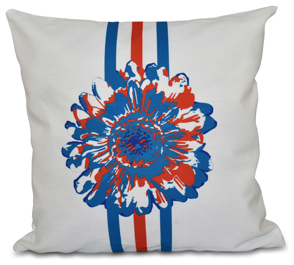 Flower Child, Floral Print Pillow, Blue, 20"x20"
