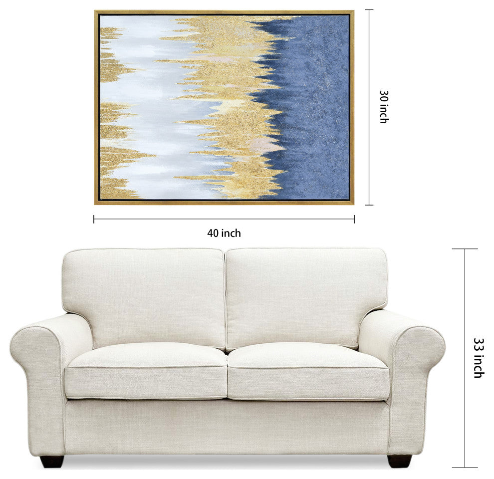 Golden Rain Textured Metallic Hand Painted Framed Wall Art by Martin Edwards
