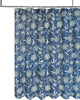 Navy Blue Cream Floral Scroll Fabric Shower Curtain