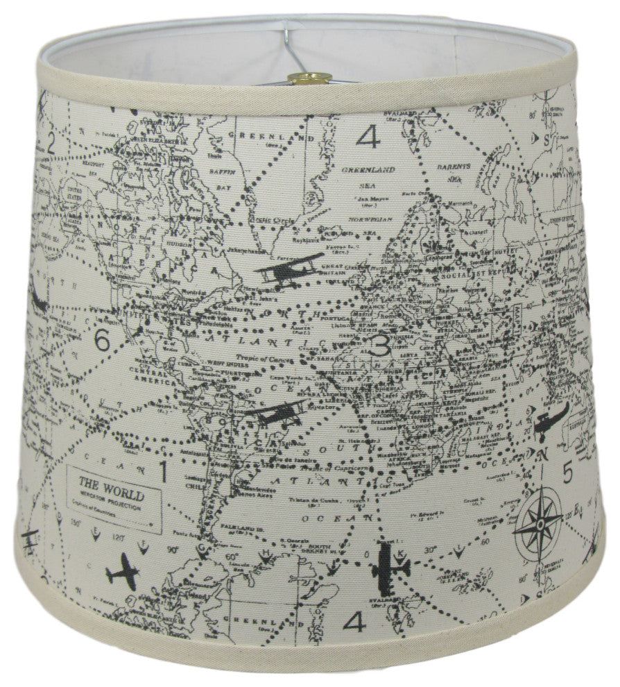 World Map Lamp Shade, 16"