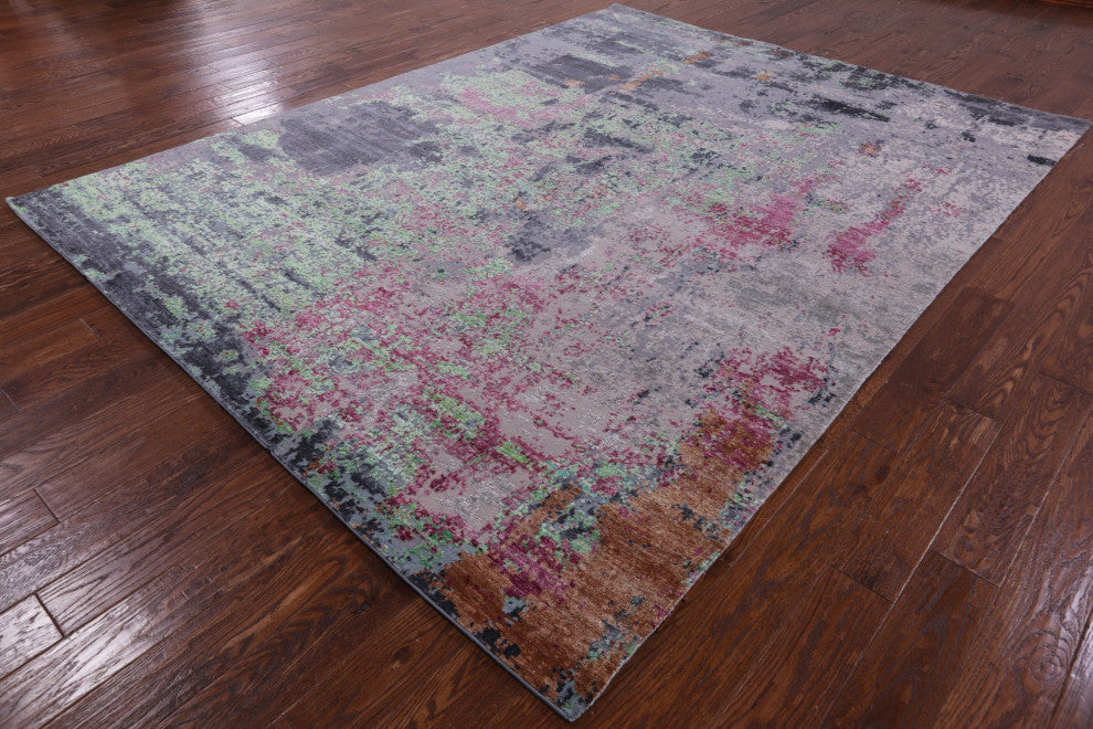 Modern Wool and Silk Hand Knotted Rug 7' 10" X 10' 3" Q7224